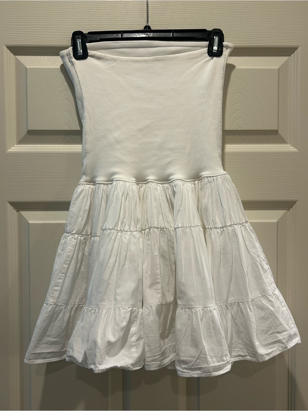 Strapless White Tiered Summer Dress by